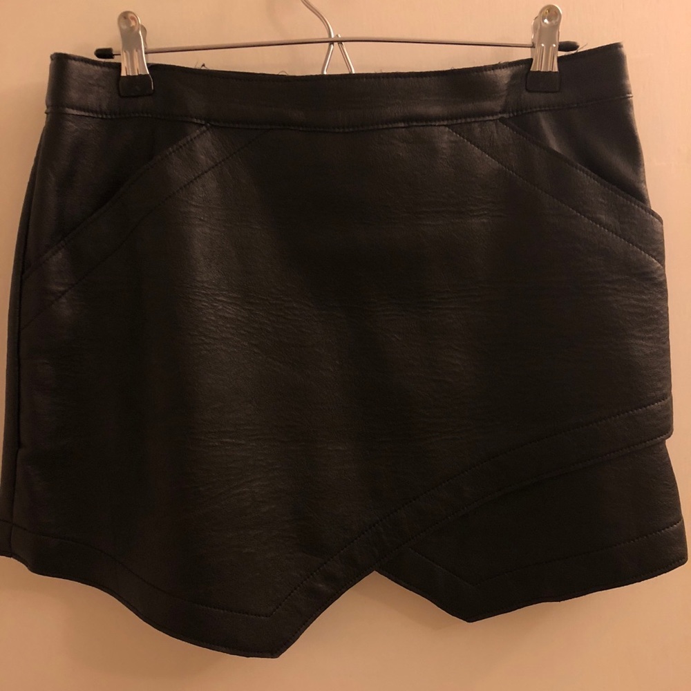 BCBG black leather skirt